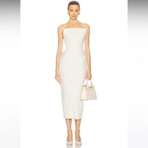 Strapless Midi Sheath Dress in Ivory
